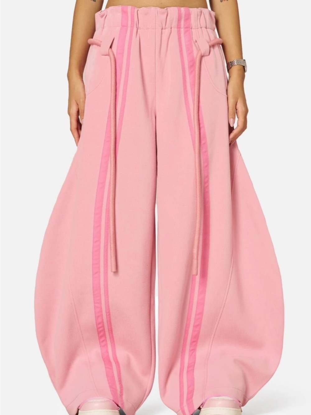 Aelfric Eden Pink Striped Drawstring Waist barrel sweatpants - Picture 2 of 16